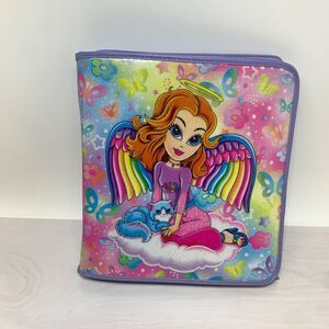Lisa Frank Angel Girl 3-Ring Binder With Zipper Closure Colorful Design